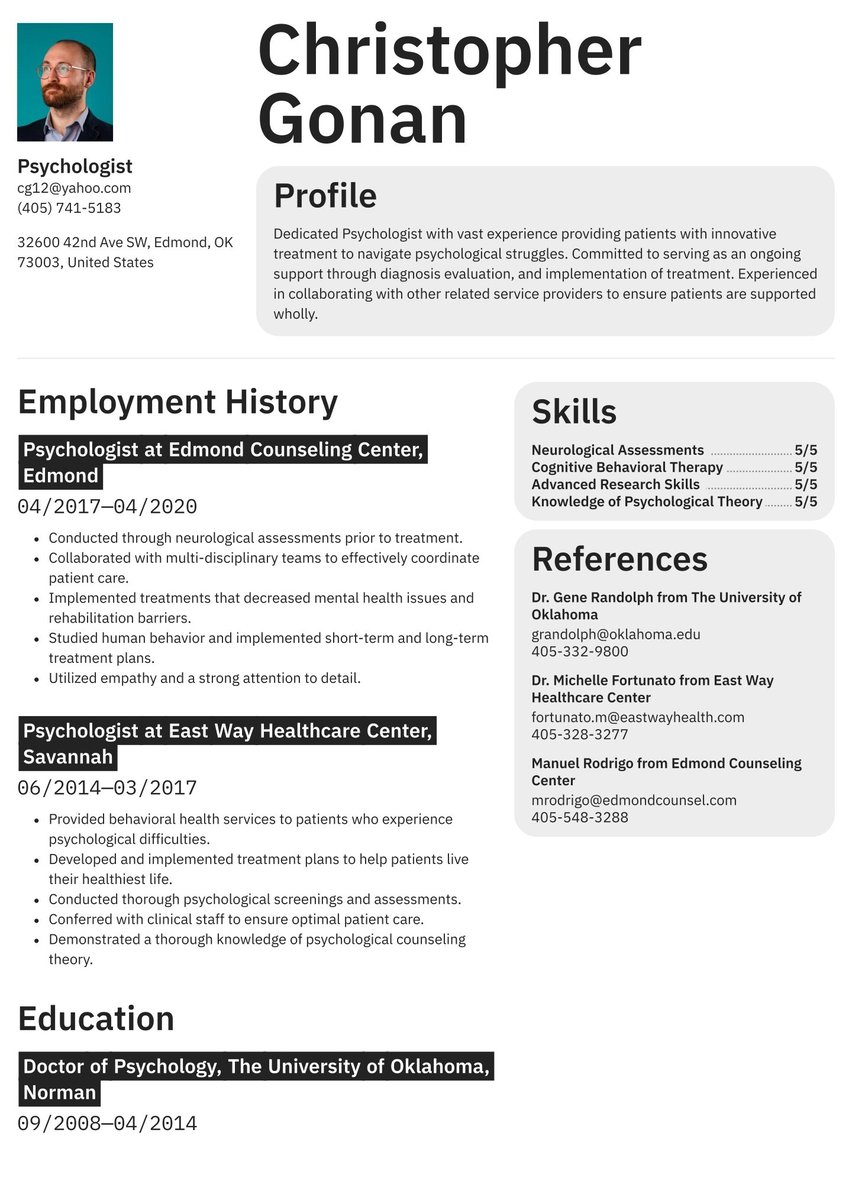 Toronto resume template